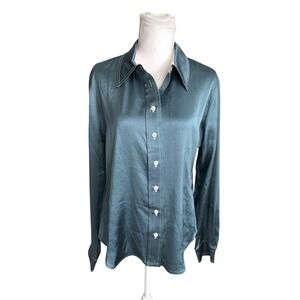 Serena Bute London Satin Boyfriend Shirt Sz L Quiet Luxury Timeless Office